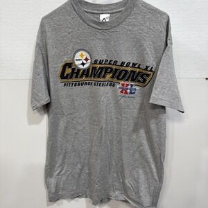 Pittsburgh Steelers Super Bowl XL Champions‎ Tee Shirt  Gray NFL Size Large L